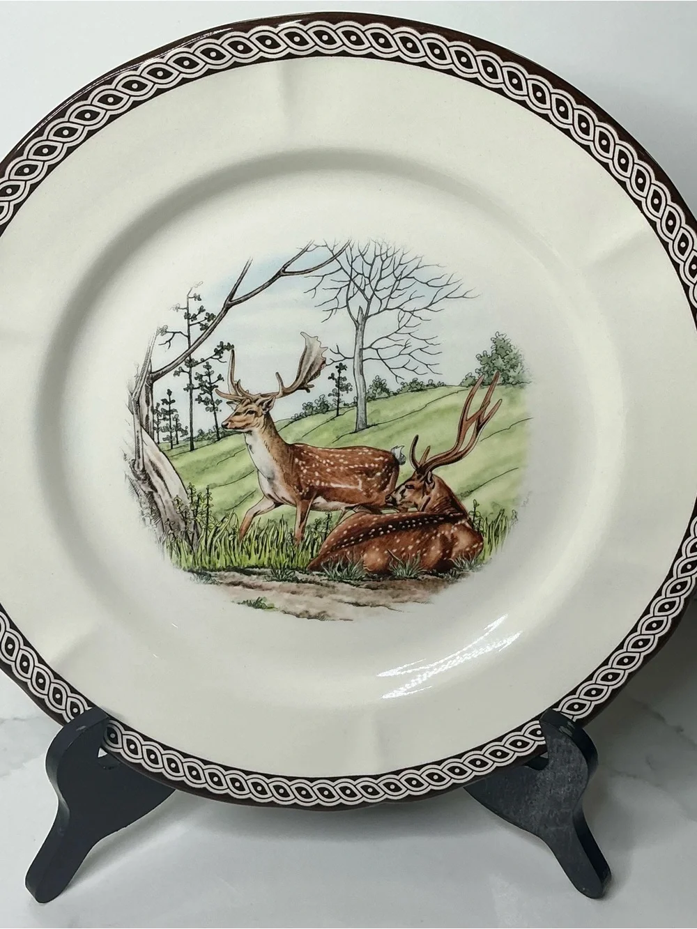4 LEGEND Dinner Plates 10.7” British Heritage Earthenware Fall Deer New